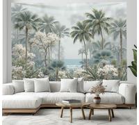 JSCWDET Jungle Landscape Tapestry Greenery Palm Trees Wall Hanging Backdrop Wall Art Light Green Home Decor for Bedroom Living Room Aesthetic 150×100cm