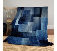 JSCWDET Minimalist Design Blanket,Indigo Soft Fleece Flannel Throw Blanket Lightweight Cute Comfy Warm Square Pattern Blankets For Couch Sofa Bed Office 51"×59"