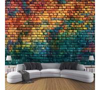 JSCWDET Modern Art Design Wallpaper Mural, 3D Gradient Brick Wall Photo Wallpaper,450 × 315 Cm Silk Cloth Walls Art Roll Wallpapers for Wall Covering,Yellow