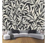 JSCWDET Modern Plant Elements Wall Decals Lush Leaf Patterns Wall Stickers Bedroom Living Room Sofa Tv Background Walls Decor,Grey,350 × 256 Cm