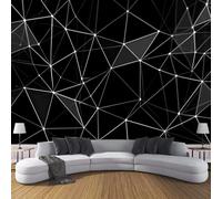 JSCWDET Modern Simple Design Wallpaper Mural, 3D Low Polygon Photo Wallpaper,250 × 175 Cm Silk Cloth Wall Art Roll Wallpapers for Wall Covering,Black