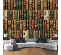 JSCWDET Mural Wallpaper Classic Library Wall Mural Decoration Vintage Books Poster Picture Photo Wallpaper 200 × 140 Cm Wall Paper for Home Living Room Kids Bedroom Deco Brown