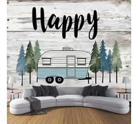 JSCWDET Mural Wallpaper Country Style Wall Mural Decoration Vintage Camper Poster Picture Photo Wallpaper 350 × 256 Cm Wall Paper for Home Living Room Kids Bedroom Deco Ivory