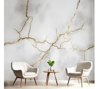 JSCWDET Mural Wallpaper Modern Marble Texture Wall Mural Decoration Gold Crackle Design Photo Wallpaper 400×280 cm Wall Paper for Home Living Room Kids Bedroom Deco Gold