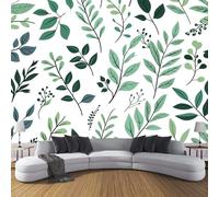 JSCWDET Mural Wallpaper Simple Design Wall Mural Decoration Green Leaf Pattern Poster Picture Photo Wallpaper 150 × 105 Cm Wall Paper for Home Living Room Kids Bedroom Deco Green