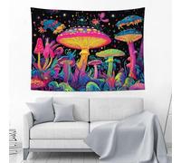 JSCWDET Mushrooms Alien Creatures Tapestry Wall Hanging Art,Psychedelic Forest Scene Wall Decor Tapestries,150L×130Wcm For Bedroom Dorm Backdrop Living Room Office Party