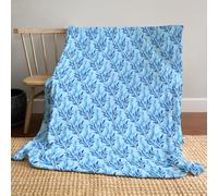 JSCWDET Natural Elements Flannel Fleece Throw Blankets, Soft Warm Comfortable Throws For Sofa Watercolor Leaf Patterns Fluffy Blanket Bed Throw For Bedroom Couch Travel Kids Bedroom 59"×79",Blue