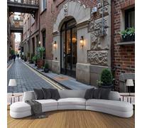 JSCWDET Old Stone Buildings Wall Decals Cobblestone Streets Wall Stickers Bedroom Living Room Sofa Tv Background Walls Decor,Brown,250 × 175 Cm