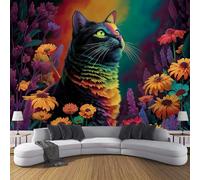 JSCWDET Plants and Flowers 3D Wallpaper Cute Cats Large Mural Bedroom Living Room Tv Background Photo Wall Papers Home Decor,Yellow,150 × 105 Cm