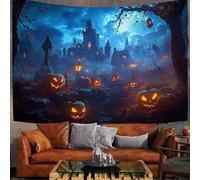 JSCWDET Pumpkins Haunted Houses Tapestry Wall Hanging Art,Dark Fantasy Theme Wall Decor Tapestries,100×75cm For Bedroom Dorm Backdrop Living Room Office Party