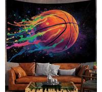 JSCWDET Sports Theme Tapestry, Graffiti Basketball Wall Hanging Tapestries for Bedroom, Living Room - 230×150cm - Orange Color