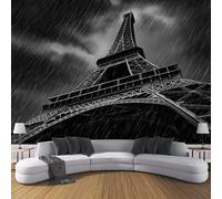 JSCWDET Storm Scene 3D Wallpaper Eiffel Tower Large Mural Bedroom Living Room Tv Background Photo Wall Papers Home Decor,Carbon Black,350 × 256 Cm