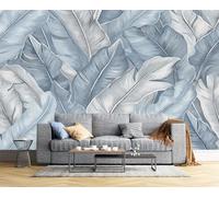 JSCWDET Tropical Plant Leaves Photo Wallpaper Banana Leaf Pattern Wall Mural Silk Wall Décor Art Poster Picture Design for Living Room Bedroom Dorm Décor 150 × 105 Cm,Blue