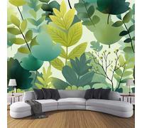 JSCWDET Tropical Style 3D Wallpaper Roll Mural Watercolor Jungle Leaves Wallcoverings for Bedroom Living Room Tv Backdrop 150 × 105 Cm,Green Blue