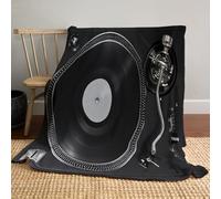 JSCWDET Vinyl Records Fleece Blanket 51"×59"- Stylish Modern Audio Equipment Home Flannel Fleece Soft Warm Plush Throw Blanket For Bed/Couch/Sofa/Office/Camping,Charcoal Black