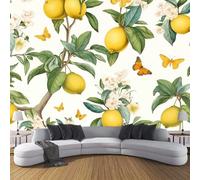 JSCWDET Wallpaper Fruit Elements Family Wall Mural Silk Cloth Art Design Lemon Pattern Photo Wallpaper for Living Room Bedroom Backdrop Wall Decor Poster Picture 450 × 315 Cm