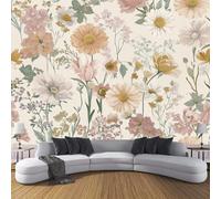 JSCWDET Wallpaper Natural Plant Theme Family Wall Mural Silk Cloth Art Design Wildflower Pattern Photo Wallpaper for Living Room Bedroom Backdrop Wall Decor Poster Picture 350 × 256 Cm