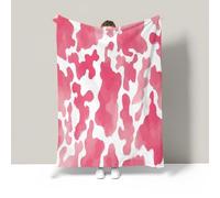 JSCWDET Watercolor Animal Texture Blanket,Light Pink Soft Fleece Flannel Throw Blanket Lightweight Cute Comfy Warm Cow Pattern Blankets For Couch Sofa Bed Office 51"×59"