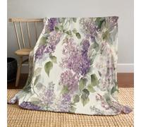 JSCWDET Watercolor Blanket,Lavender Soft Fleece Flannel Throw Blanket Lightweight Cute Comfy Warm Floral Pattern Blankets For Couch Sofa Bed Office 30"×40"
