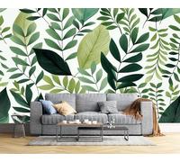 JSCWDET Watercolor Plants Wall Decals Jungle Leaves Pattern Wall Stickers Bedroom Living Room Sofa Tv Background Walls Decor,Light Green,250 × 175 Cm