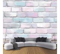 JSCWDET Watercolor Style 3D Wallpaper Roll Mural Colored Brick Wall Wallcoverings for Bedroom Living Room Tv Backdrop 200 × 140 Cm,Pink