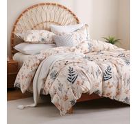 JSD 3 Piece Floral Duvet Cover Set Queen, Soft Printed Microfiber Comforter Cover with Zipper Closure Corner Ties
