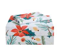 JSD 3 Piece Red Poinsettia Floral Single Bed Sheets Set Twin, Soft Printed Microfiber Bedding Sheets Extra Deep Pocket