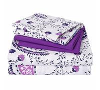 JSD 6 Piece Purple Paisley Sheet Set Queen Size, Soft Printed Microfiber Sheets with 4 Pillowcases Deep Pocket