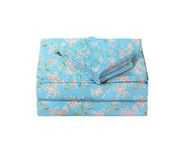JSD Blue Floral Printed Sheet Set Full Size, 4 Piece Soft Pattern Microfiber Sheets Extra Deep Pocket