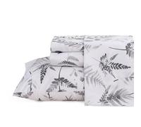 JSD Boho Floral Duvet Cover Set Queen Size 4 Pieces Herb Ferns Printed Microfiber Deep Pockets Grey