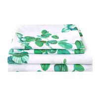 JSD Eucalyptus Printed Sheet Set King Size, 4 Piece Soft Leaves Pattern Microfiber Sheets Extra Deep Pocket
