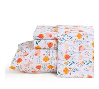 JSD Floral Floral Sheet Set Cal King, 4 Piece Spring Printed Microfiber Bed Sheets Deep Pocket