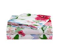JSD Floral Print Sheet Set King, 4 Piece Brushed Microfiber Hotel Quality Bedding Sheets 15" Extra Deep Pocket, Soft Durable Wrinkle Free