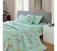 JSD Green Floral Printed Sheet Set Queen, 4 Piece Soft Brushed Microfiber Sheets Deep Pocket