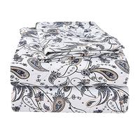 JSD King Paisley Floral Print Sheet Set 4 Piece Soft Microfiber Bedding Sheets 15" Extra Deep Pocket