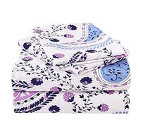 JSD King Paisley Floral Print Sheet Set 4 Piece Soft Microfiber Bedding Sheets 15" Extra Deep Pocket