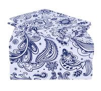 JSD Navy Blue Paisley Sheet Set Cal King, 4 Piece Soft Printed Microfiber Sheets Extra Deep Pocket