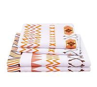 JSD Orange Boho Sheet Set Cal King, Soft Geometric Printed Microfiber Sheets Extra Deep Pocket Wrinkle Free