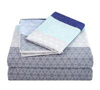JSD Stripe Pattern Sheet Set Queen Size, 4 Piece Soft Printed Microfiber Sheet Set Extra Deep Pocket