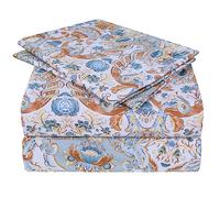 JSD Vintage Paisley Printed Sheet Set Queen Size, 4 Piece Soft Pattern Microfiber Sheets Extra Deep Pocket