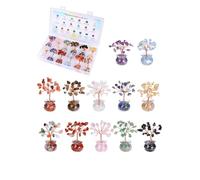 JSDDE 12pcs Crystal Tree Set Chakra Crystal Trees Birthday Gifts Mini Gemstone Tree Collection House Warming Gift for Women Men Boys Girls