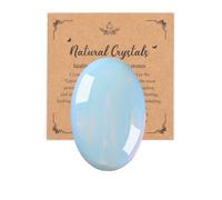 JSDDE 2.4Inch Large Synthetic Opalite Crystal Worry Stone Reiki Healing Crystals Polished Palm Gemstone Thumb Pocket Stone for Massage Stress Relief Meditation Balancing