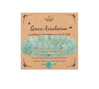 JSDDE 2pcs Green Aventurine Heart Crystal Bracelet for Women Healing Crystal Bracelet Set Gemstone Beads Bracelets Jewellery Gifts for Birthday Valentines Christmas