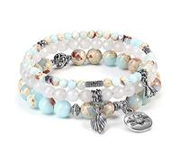 JSDDE 3pcs Dyed Sea Sediment Imperial Jasper Crystals Bracelet Reiki Healing Crystal Gemstone Beads Stretch Bracelets for Women Gift