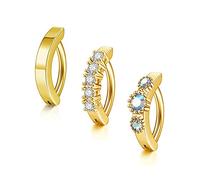 JSDDE 3pcs Stainless Steel Belly Button Bars 14G Click Navel Belly Bar Rings Reverse Curved Belly Piercing Body Jewellery Gold