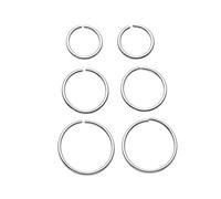 JSDDE 6pcs 20G Stainless Steel Nose Ring Hoop Septum Lip Tragus Earring Cartilage Helix Piercing 6mm-10mm Silver