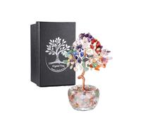JSDDE 7 Chakra Crystal Tree Healing Crystals Stones Tree with Glass Base Gemstone Tree for Positive Energy Office Decor Fengshui Tree Gift