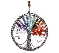 JSDDE 7 Chakra Reiki Healing Crystal Life Tree Hanging Ornament Wire Quartz Gemstone Wall Hanger Home Office Decoration Meditation Balancing