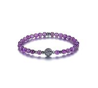 JSDDE Amethyst Crystal Bracelet 6mm Life Tree Gemstone Bead Bracelets for Women Healing Crystal Stone Stretch Bracelet Gifts