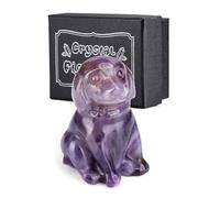 JSDDE Amethyst Crystal Dog Figurine Healing Gemstone Lucky Cute Stone Dogs Statue Ornament for Dog Lovers Home Office Crystals Dog Gifts